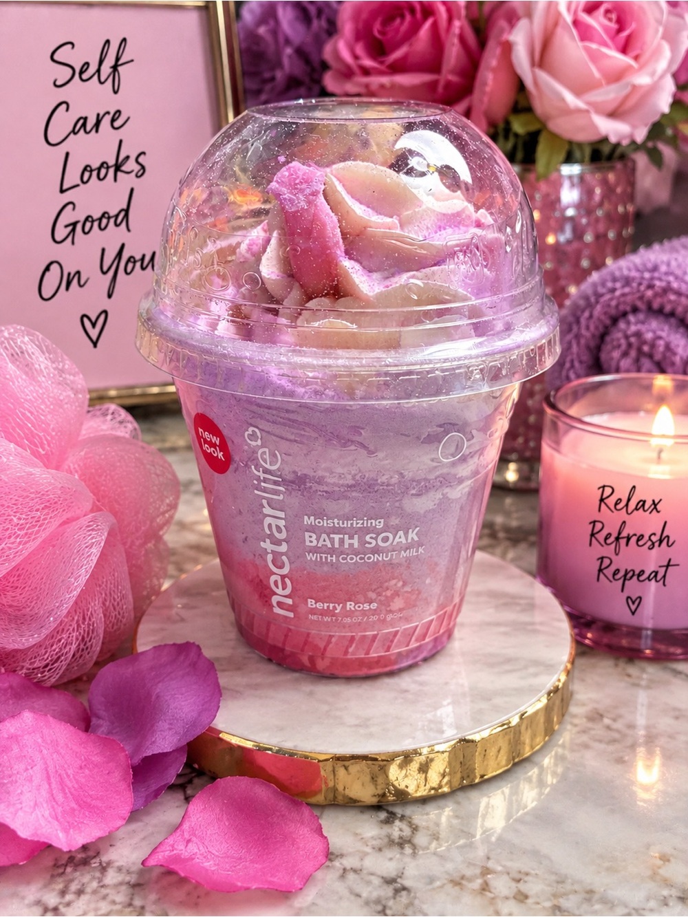 Nectarlife Berry Rose Moisturizing Bath Soak - milkshake